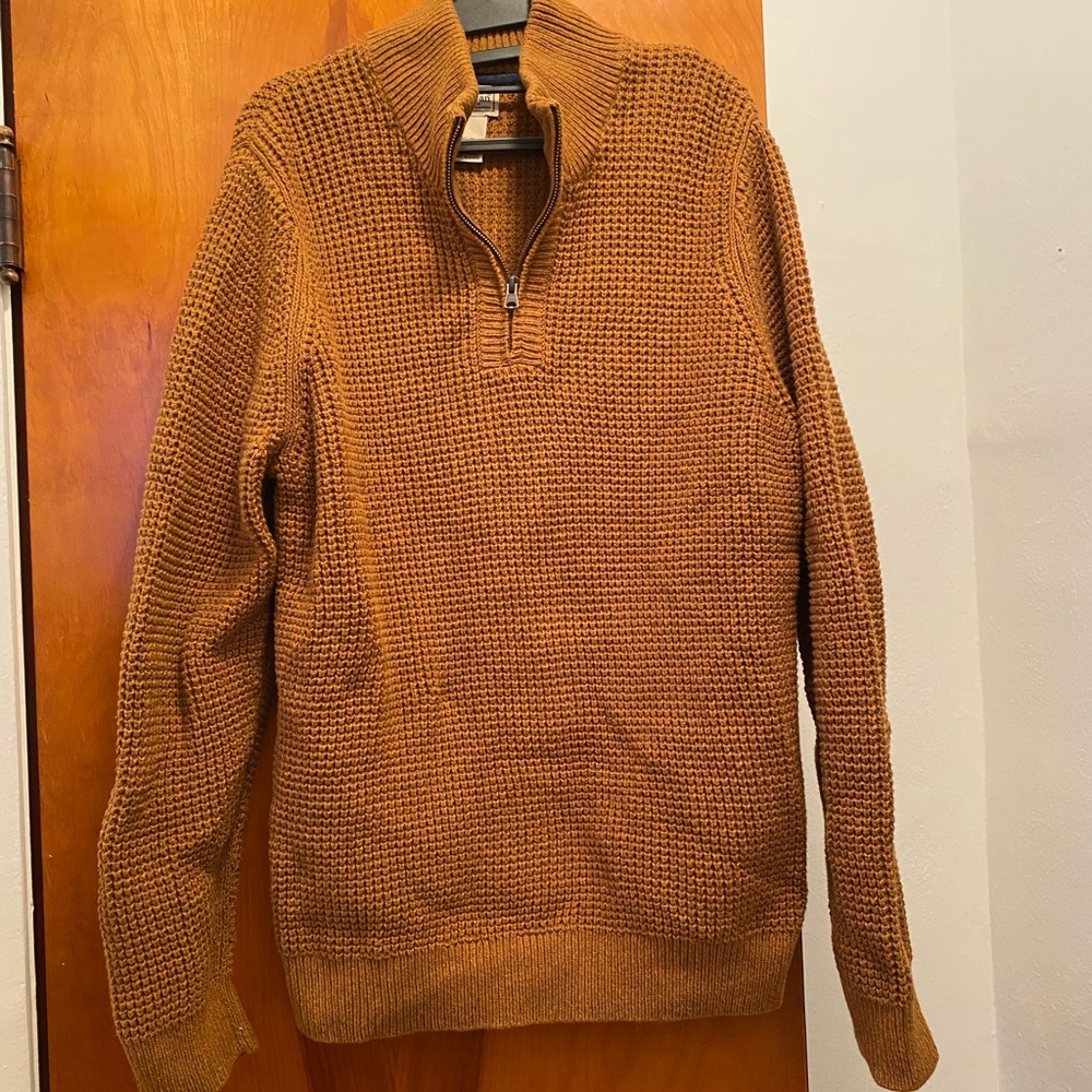 Men's L.L. Bean Mustard Yellow Waffle Knit Sweater